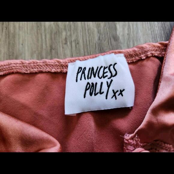 Princess Polly Crop Tank Top Medium Pink Peach V Neck Open Front Y2k 90s - Picture 3 of 7